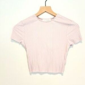 CALE Light Pink Striped Crop Top